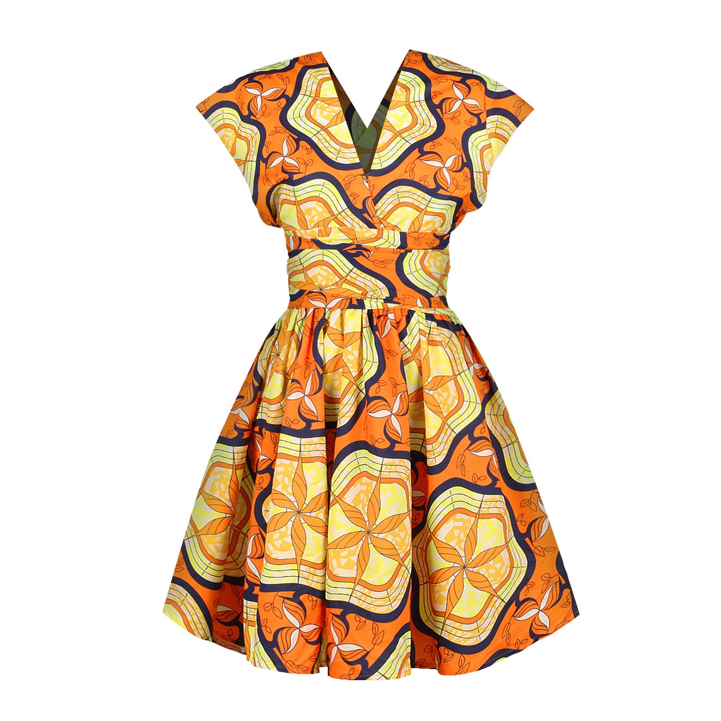 African Print Pleated Dress