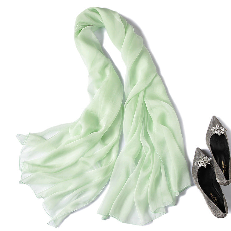 Pure Color Sheer Silk Scarf