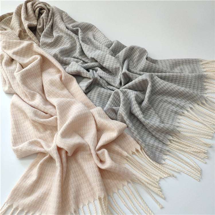 Imitation Cashmere Scarf w/Fringed Ends