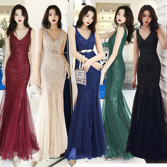 Long Dress w/Sequined Fishtail Toast