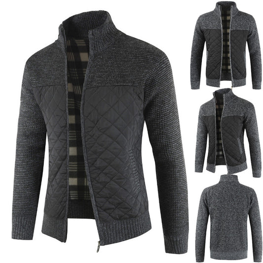 Velvet Padded  Knitted Cardigan Jacket