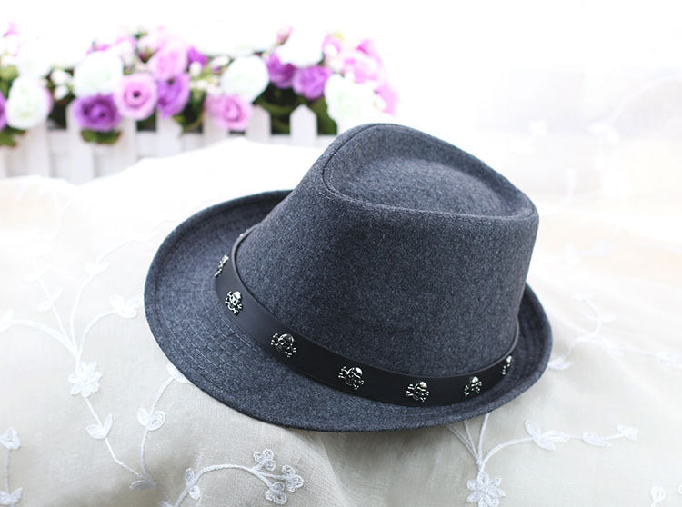 British Retro Woolen Hat w/Skull Band