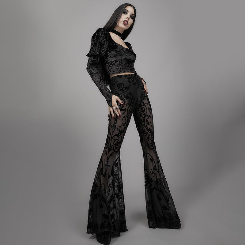 Boho Style See Thru Flared Pants