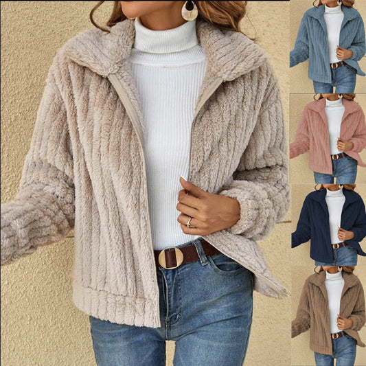 Fleece Zipper Up Lapel Jacket (up to 3XL)