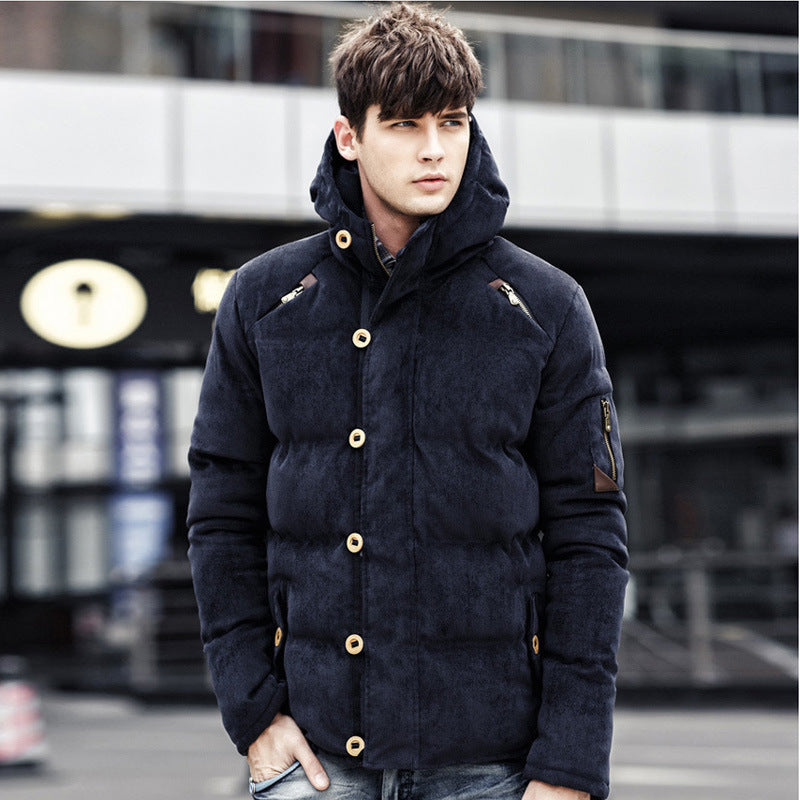 Padded Cotton Button-up Corduroy Coat