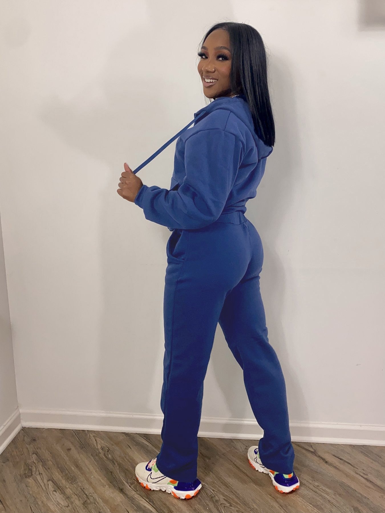 Solid Color Two Piece Sweatsuit w/Hood