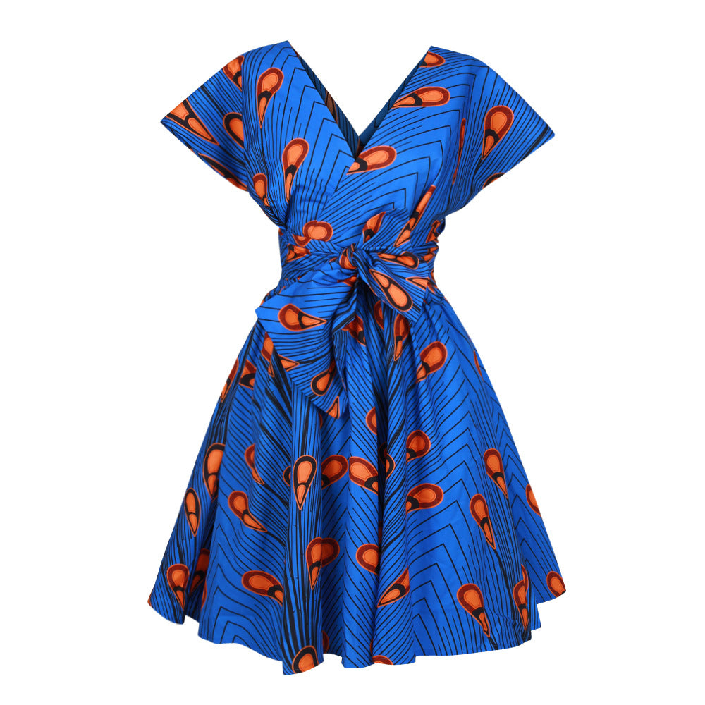 African Print Pleated Dress