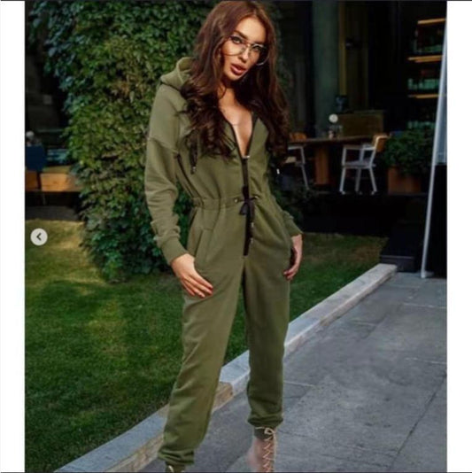 Long Sleeve Hooded Zip & Tie Fleece Pants Suit