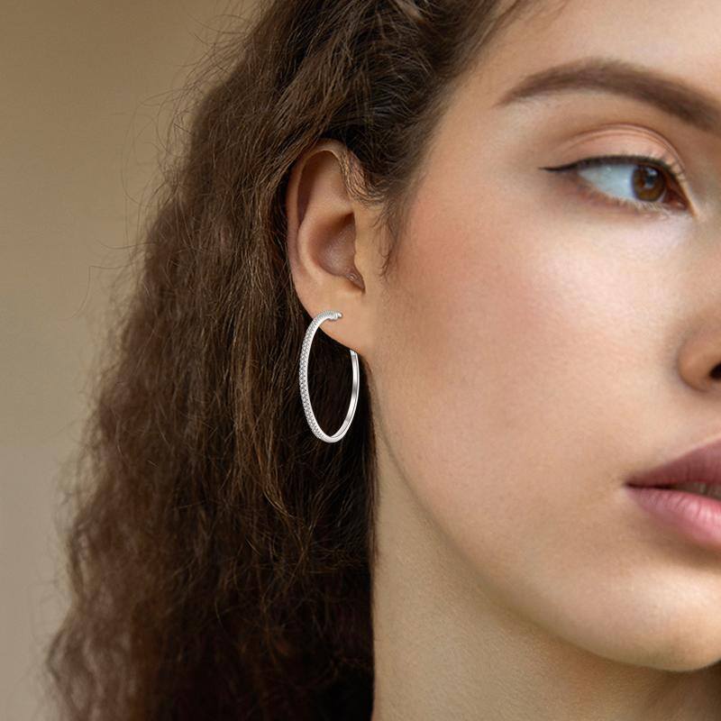 925 Silver/White Gold Plated 40mm Hoop Earrings