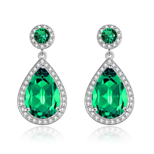 925 Sterling Silver Emerald Stud Earrings
