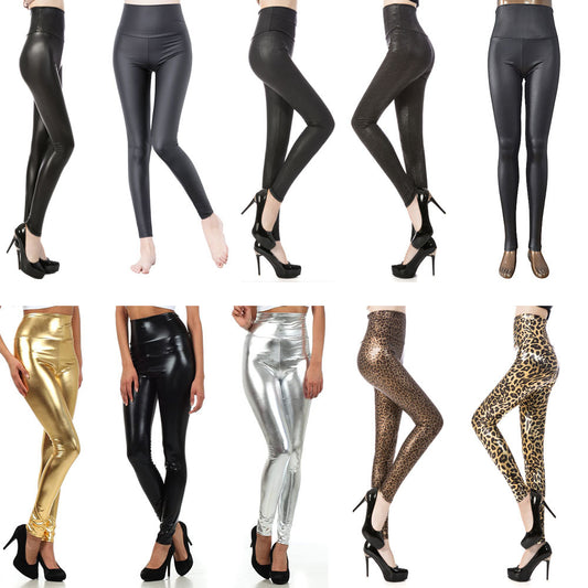 Shiny Faux Leather/Spandex Pencil Wind Leggings