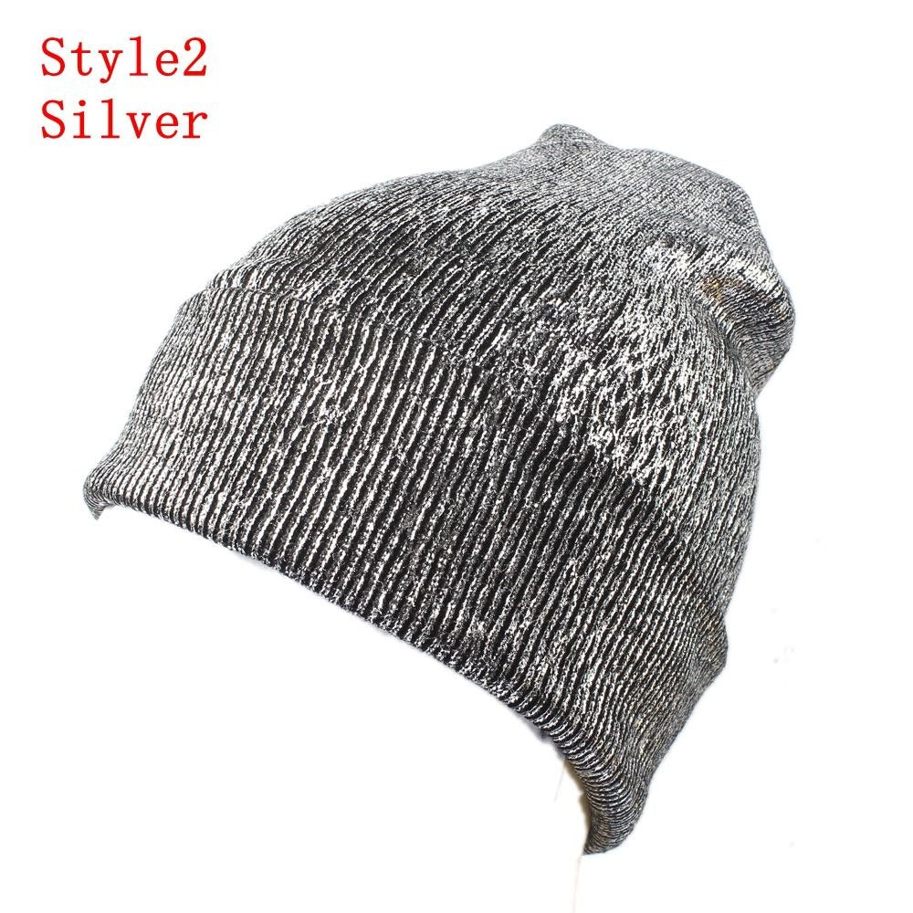 Shiny Warp Knit Wool Hat w/Black Pom