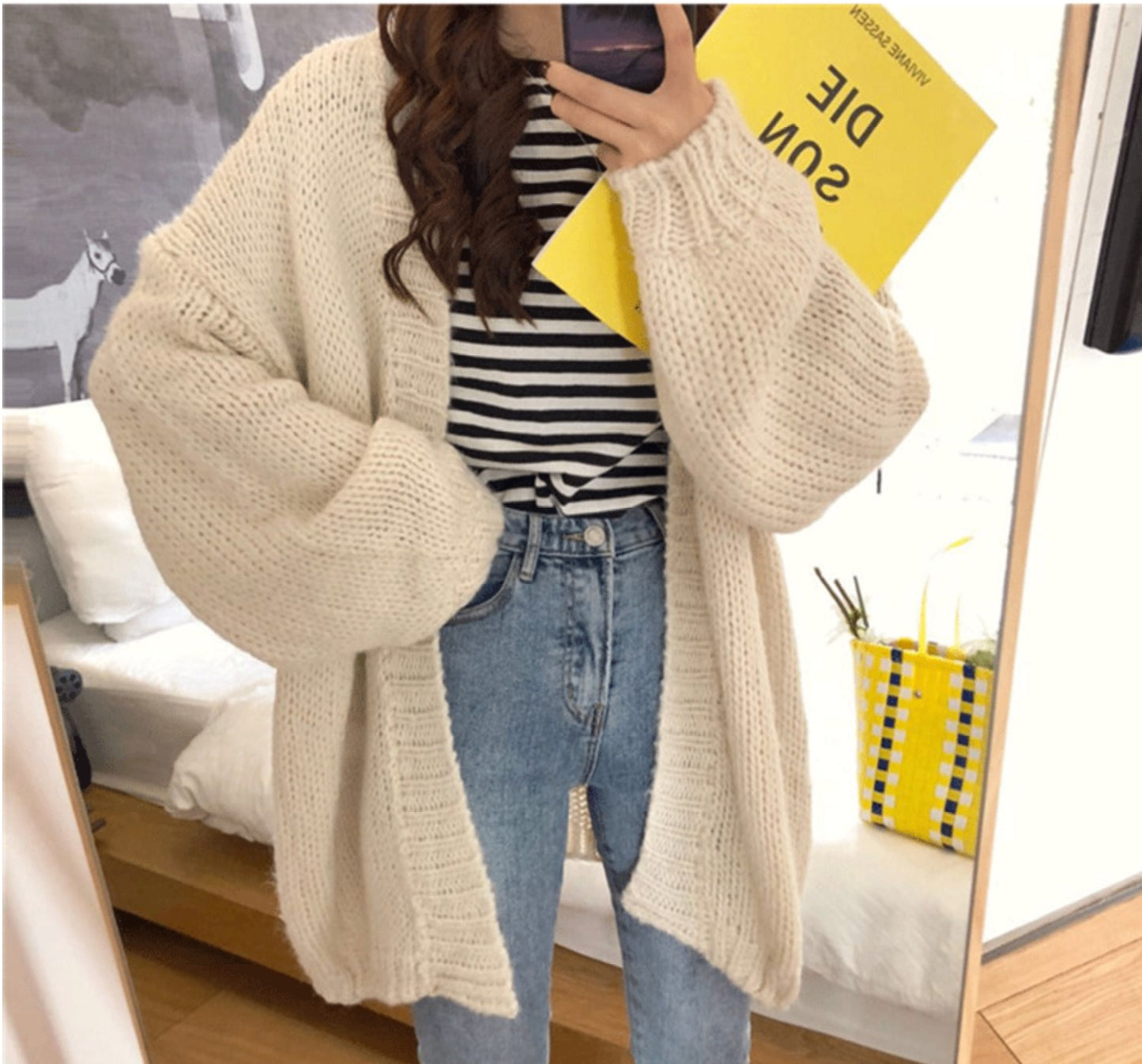 Lazy Wind Thick Loose Open Front Sweater