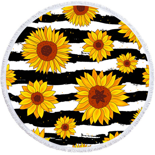 Round Sunflower Beach Towel