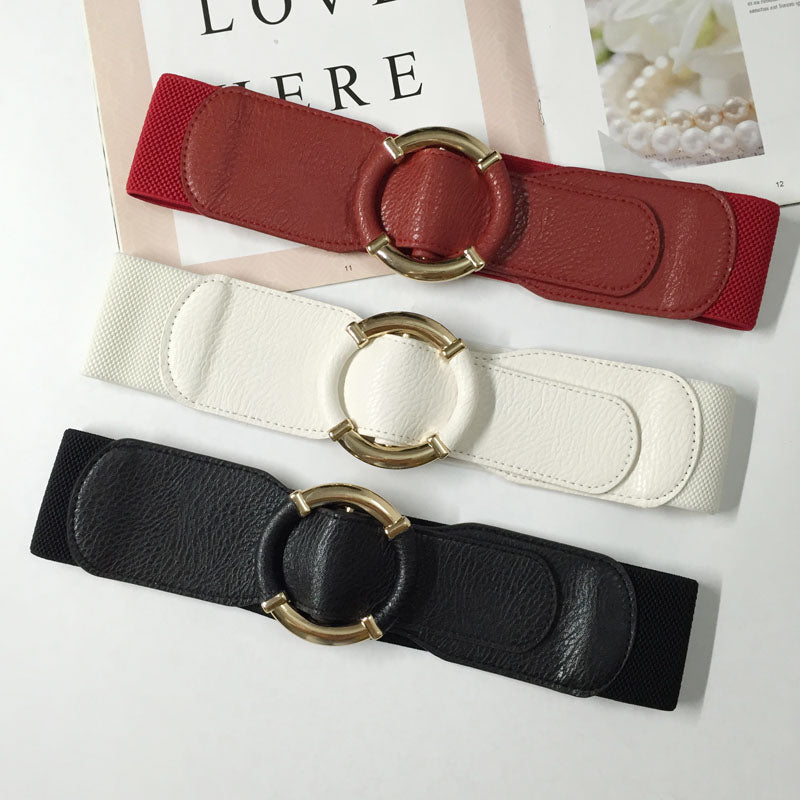 Wide Black Coat Belt with Smooth Buckle