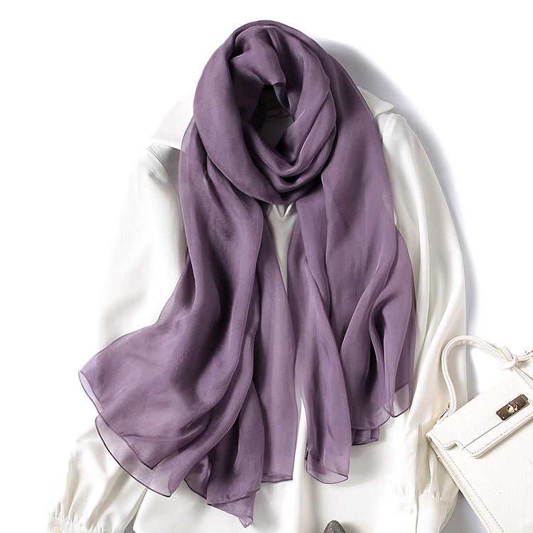 Pure Color Sheer Silk Scarf