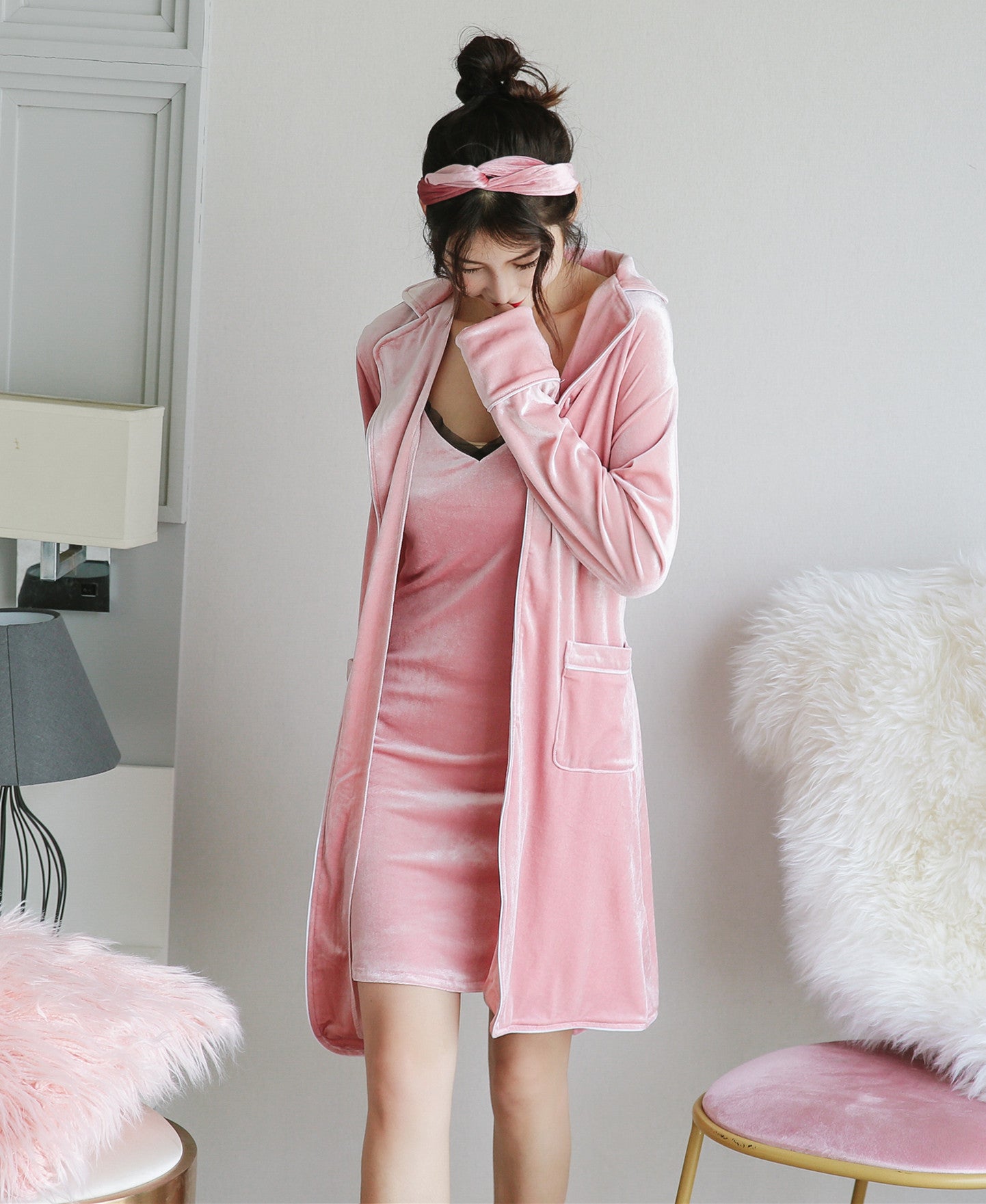 Golden Velvet Two-piece Pajama Set