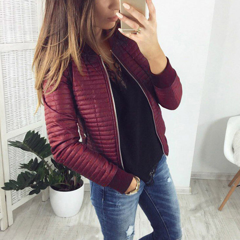 Cardigan Style Zip-up Ribbed Jacket