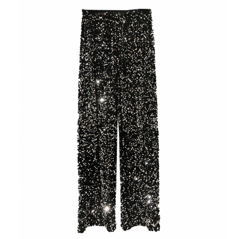 Shiny Loose Fitting Straight Leg Pants