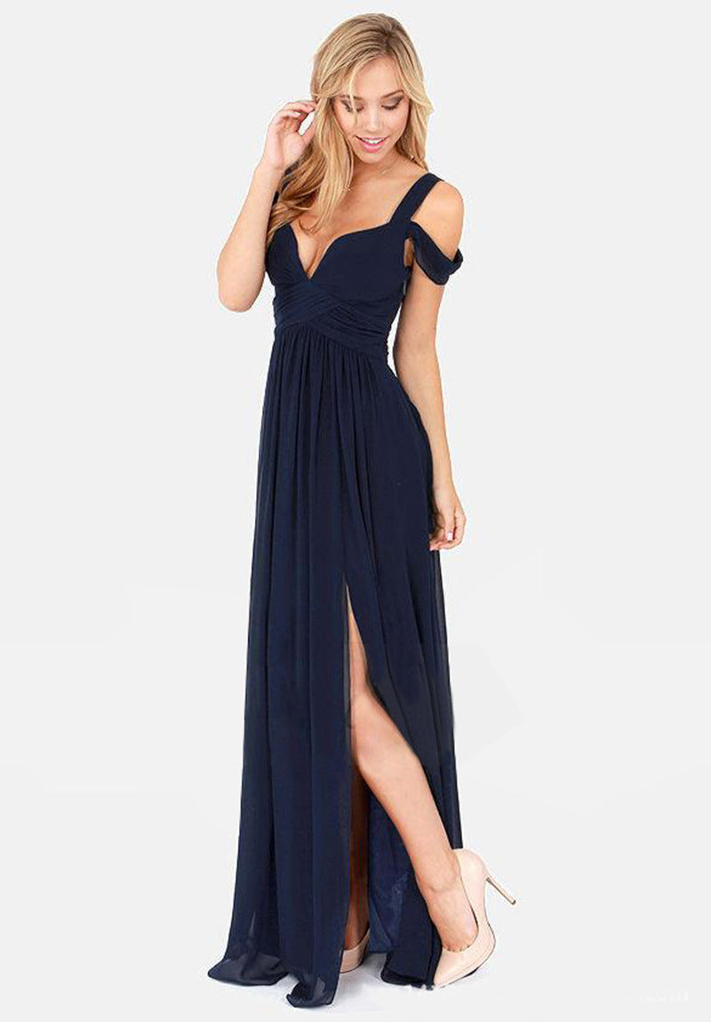 Long  Greek Style Chiffon Pleated Dress