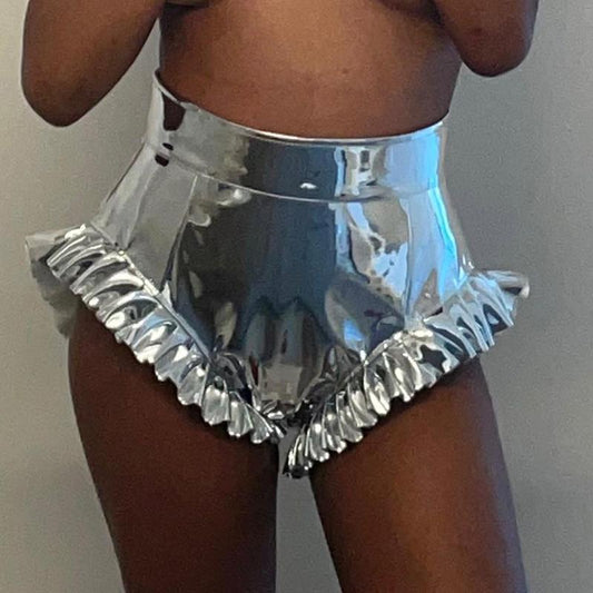 Gonna Shine PU Leather High Waist Ruffled Shorts