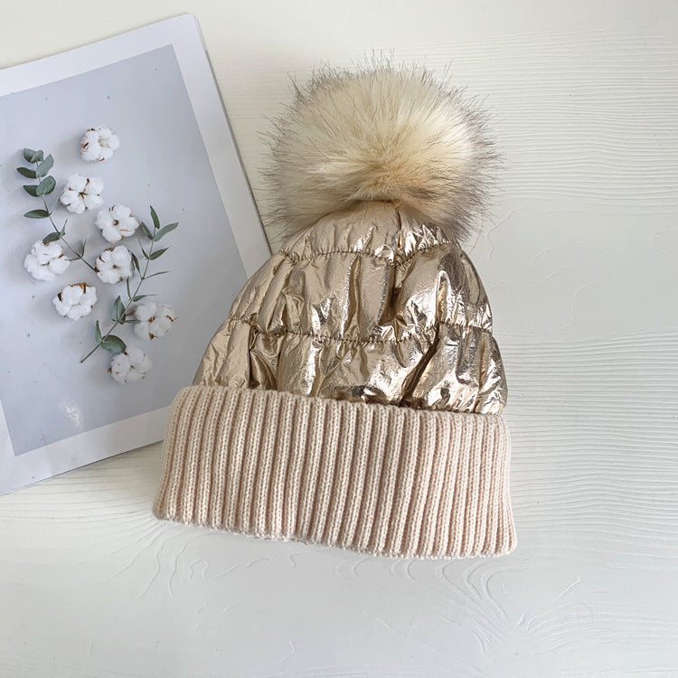 Shine Down Filled Knit Hat w/pom