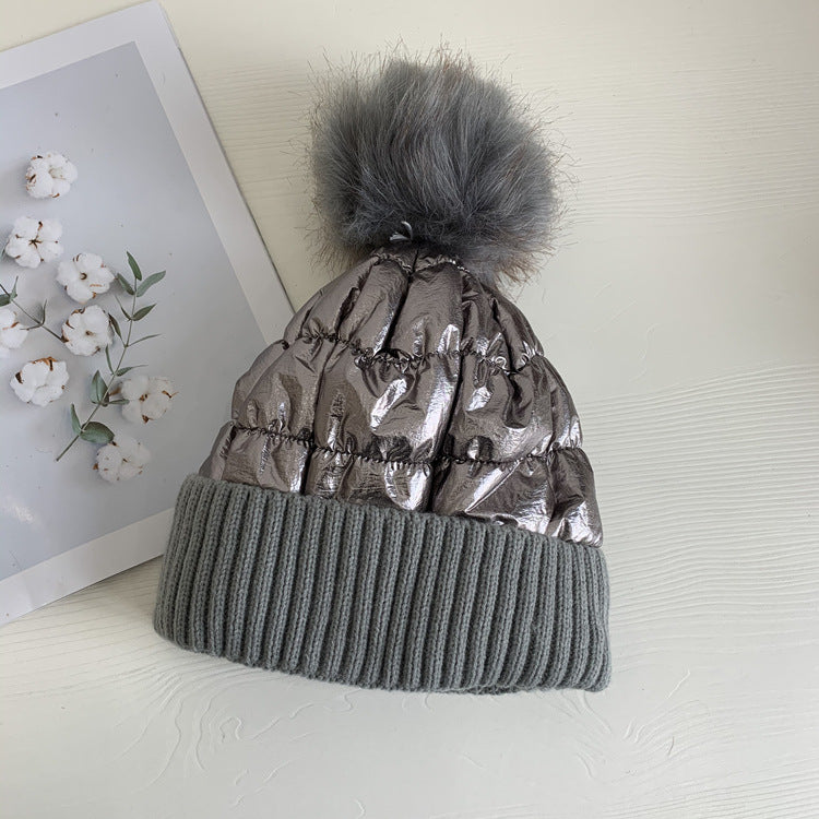 Shine Down Filled Knit Hat w/pom