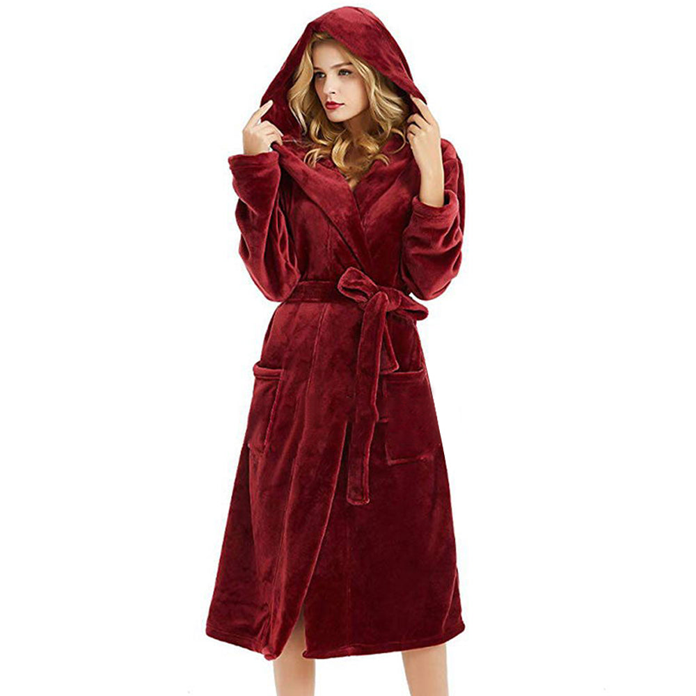 Plush Tie Front Extended Bathrobe with Pockets  (up to 3XL)