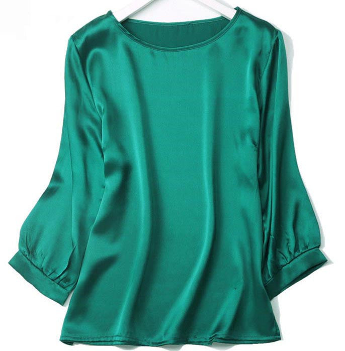 Lantern Sleeve Silkworm Pearl Satin Shirt