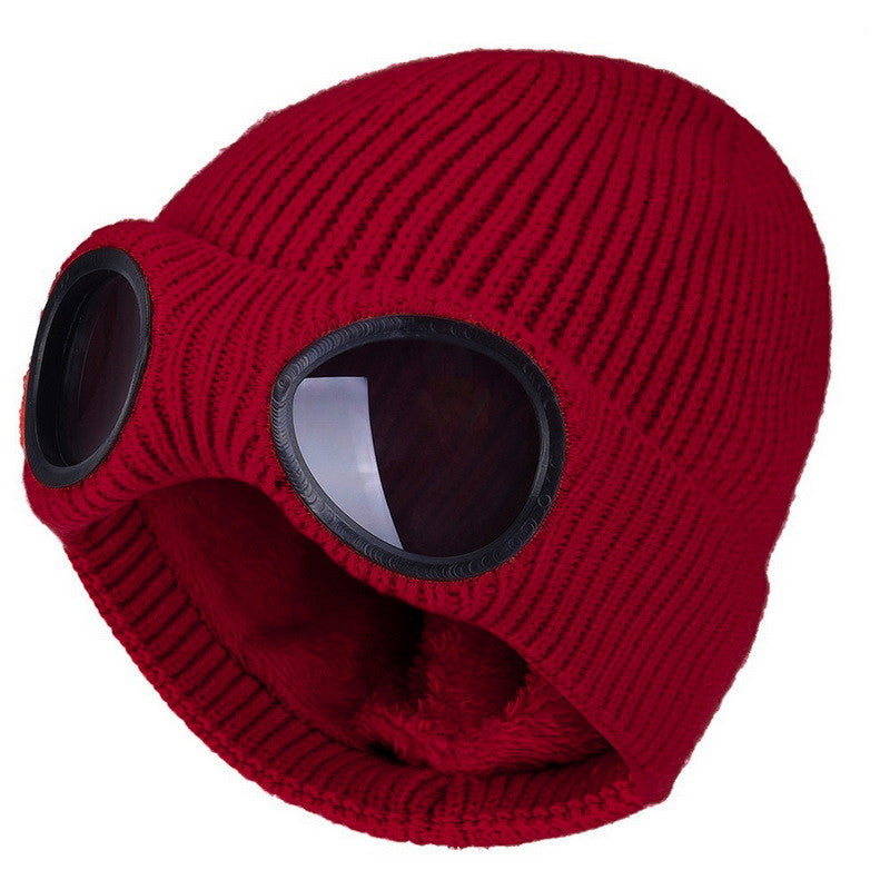 Knitted Wool Hat w/Built in Glasses