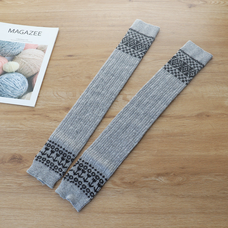 Diamond Fried Dough Twist Long Wool Stockings Set