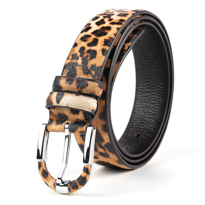 Leopard Print Leather Belt