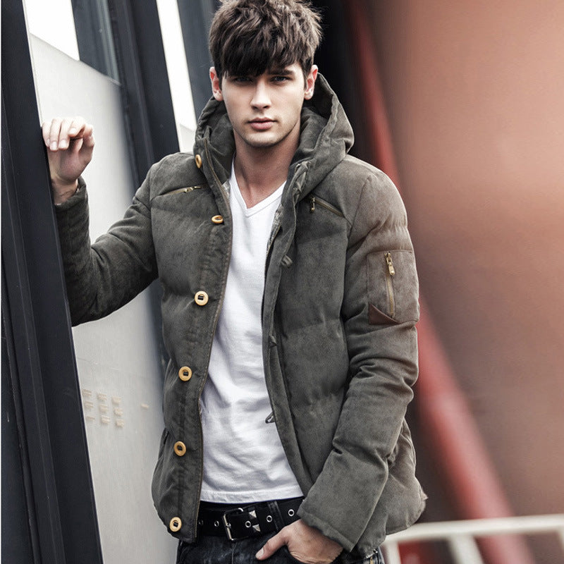 Padded Cotton Button-up Corduroy Coat