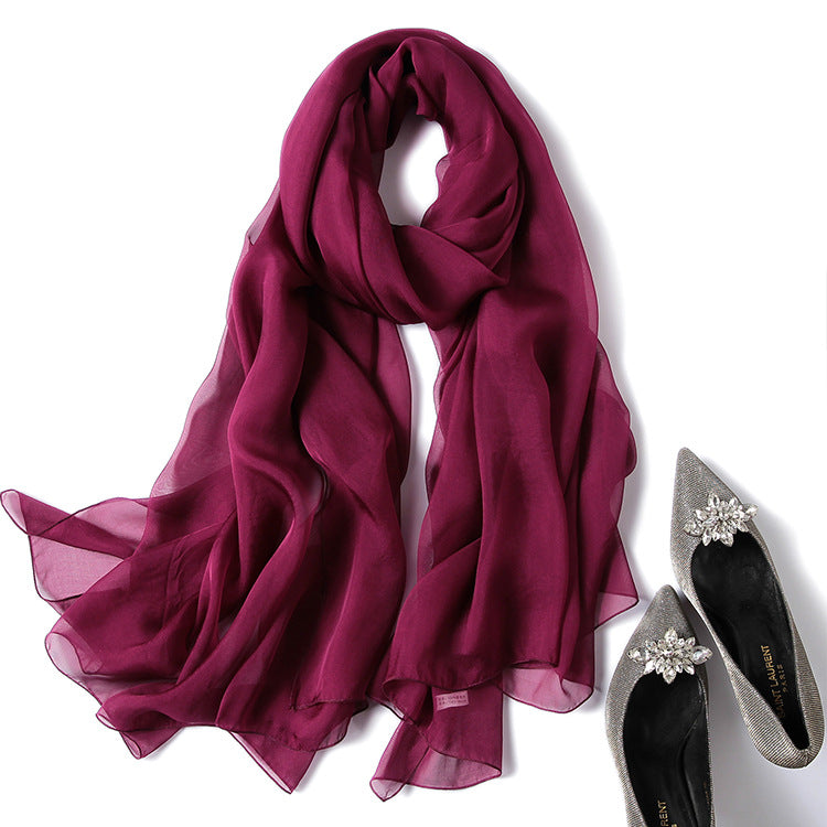 Pure Color Sheer Silk Scarf