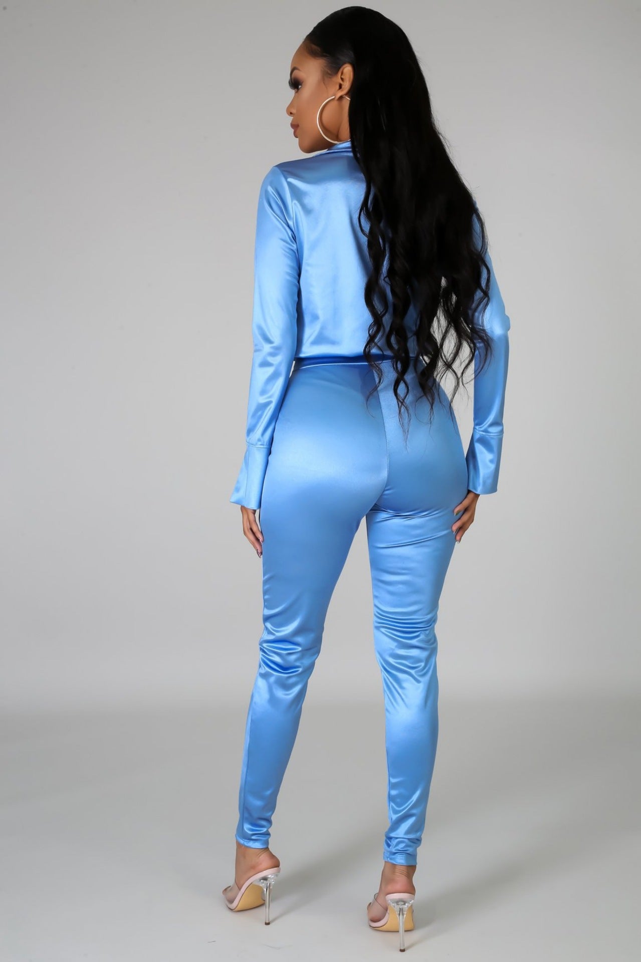 Shiny Long-sleeved Jumpsuit