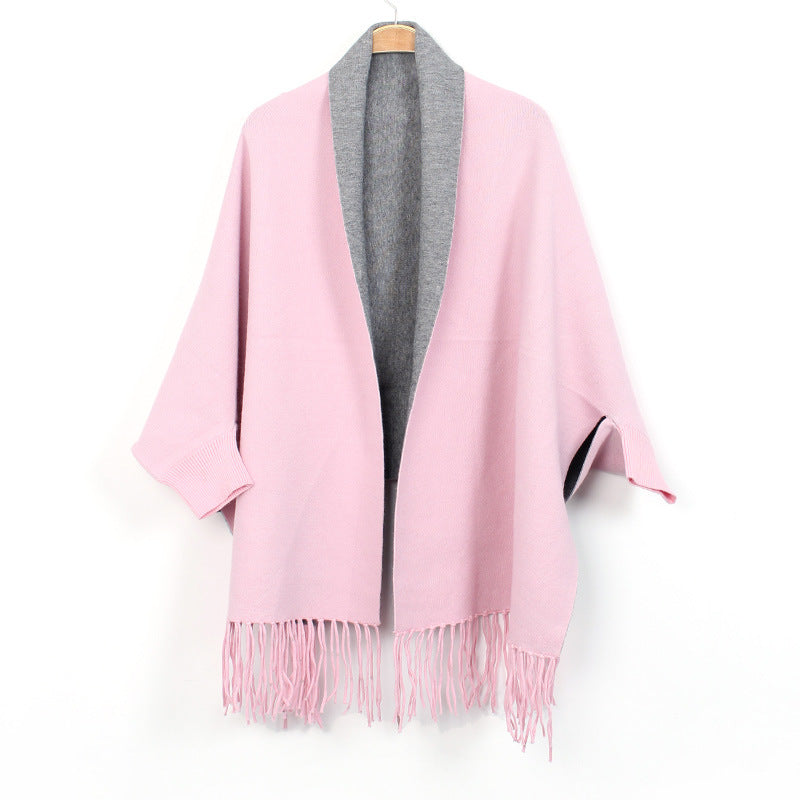 Shawl with Sleeves and Fringe