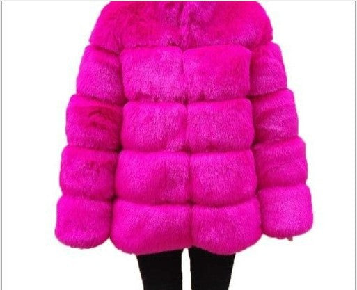Faux Fur Puff Coat w/Hood (up to 4XL)