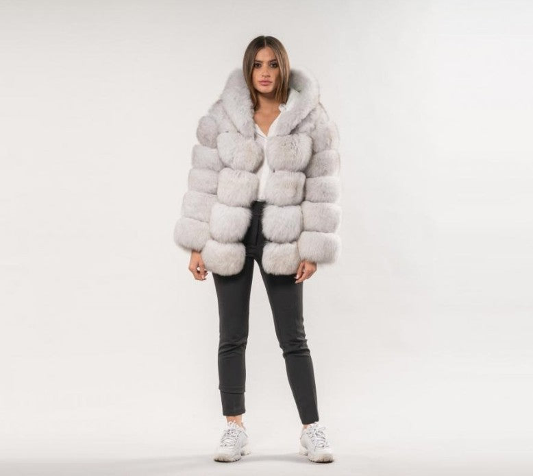 Faux Fur Puff Coat w/Hood (up to 4XL)