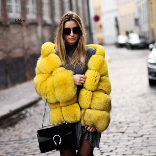 Faux Fur Puff Coat w/Hood (up to 4XL)