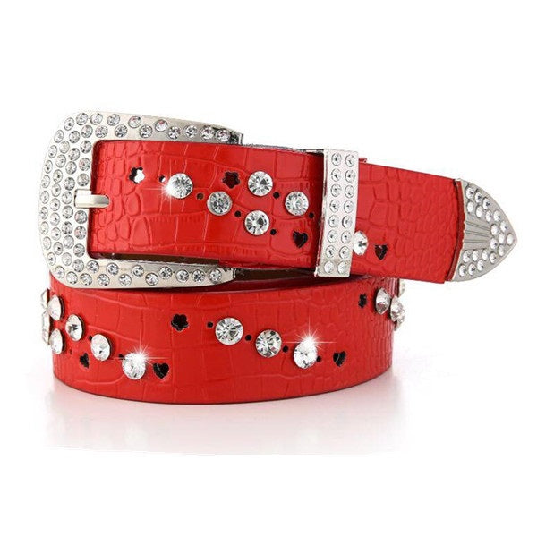 Faux Leather Bling Belt