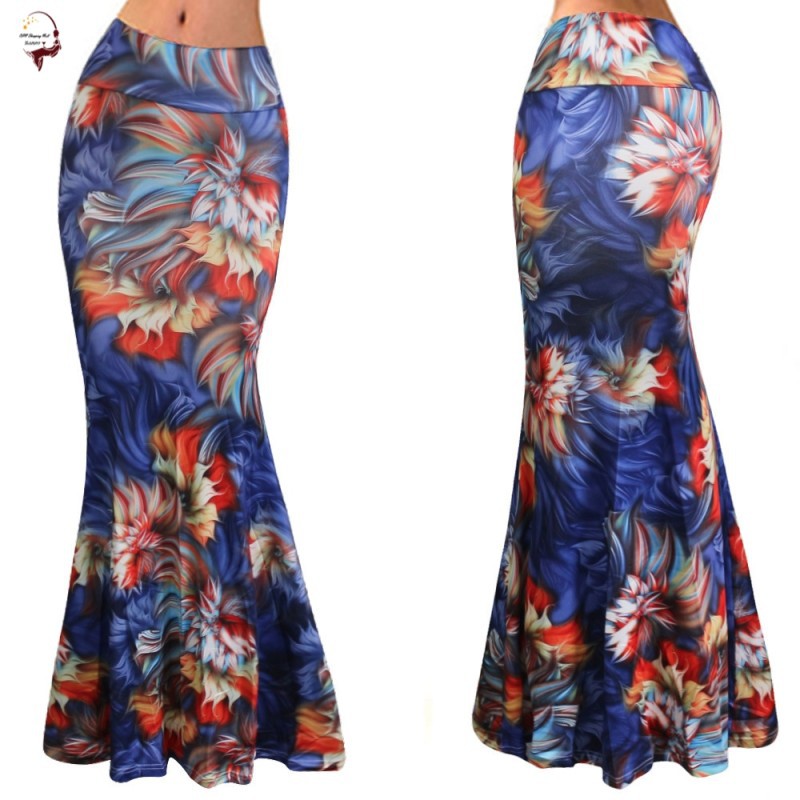 High Waist Long Hip Printed Skirt