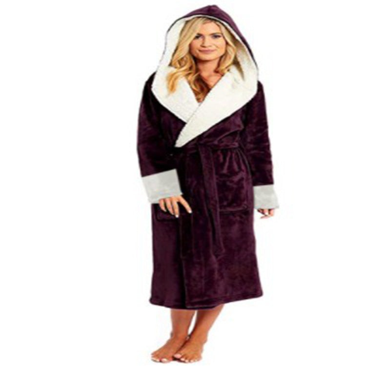 Long Bathrobe Night Gown with Hoodie