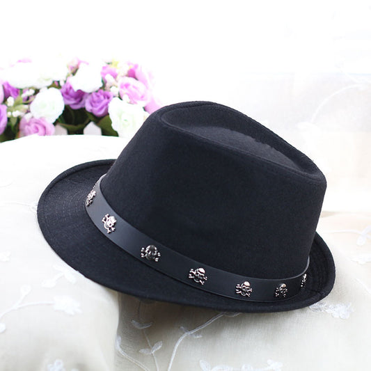 British Retro Woolen Hat w/Skull Band