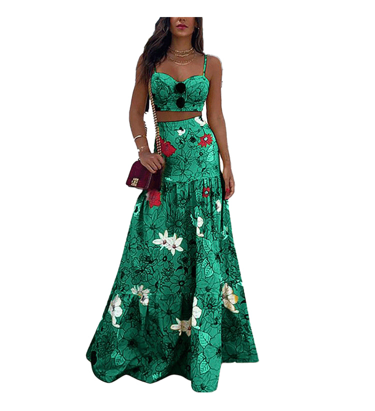 Floral Print A-Line Two Piece Dress Set (up to 3XL)