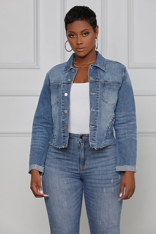 Stretch Denim Jean Short Jacket (up to 2XL)