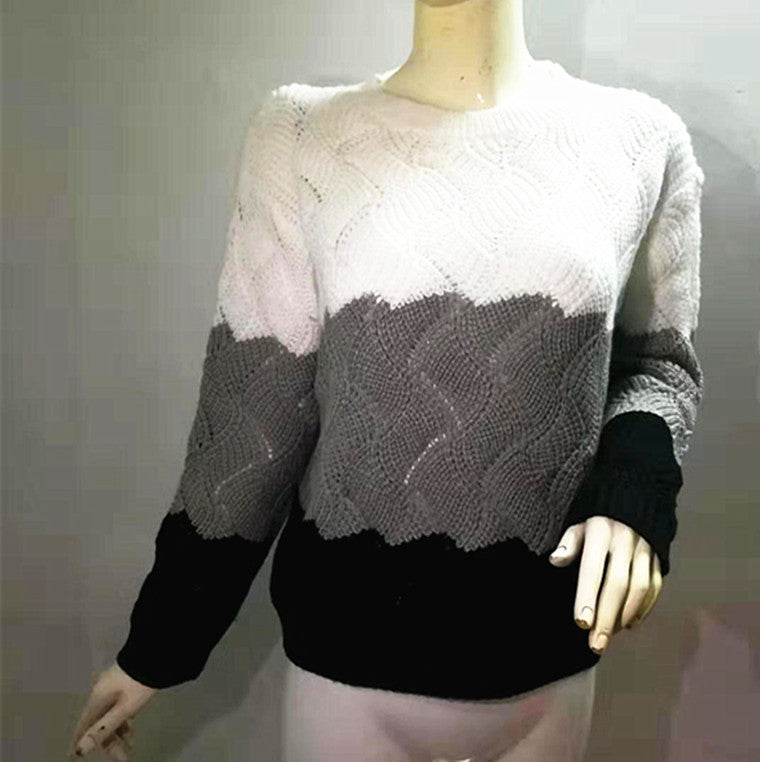 Loose Knit Tri-color Cotton Sweater