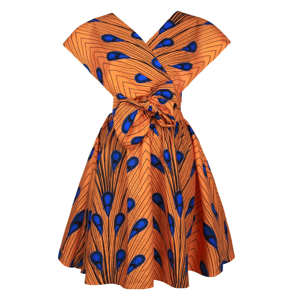 African Print Pleated Dress