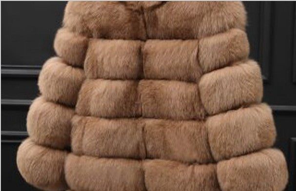 Faux Fur Puff Coat w/Hood (up to 4XL)