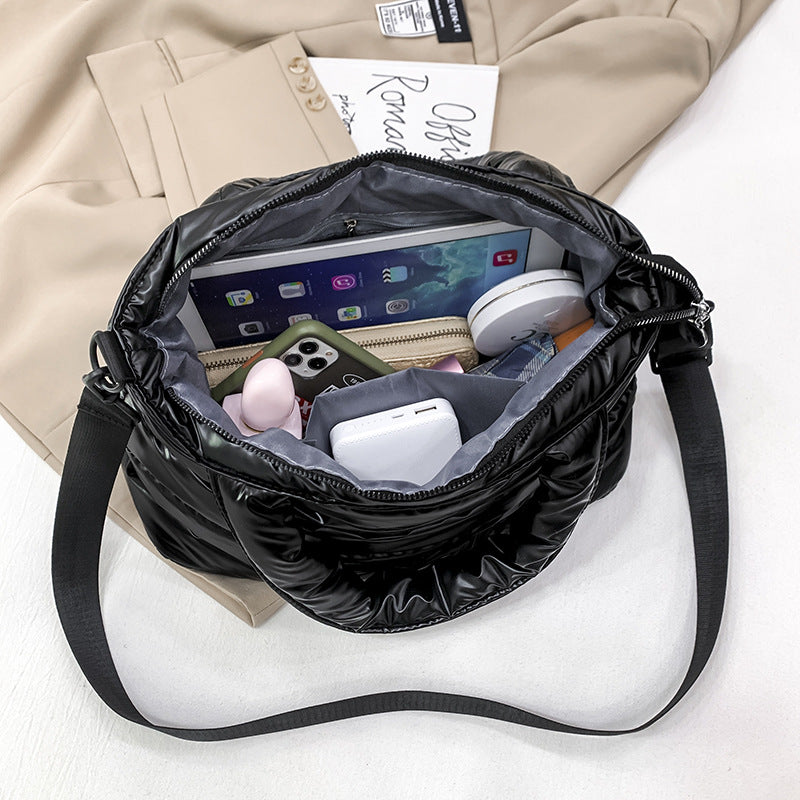 Shiny Puffy Shoulder Handbag