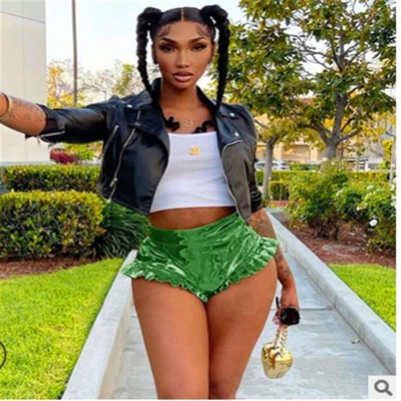 Gonna Shine PU Leather High Waist Ruffled Shorts